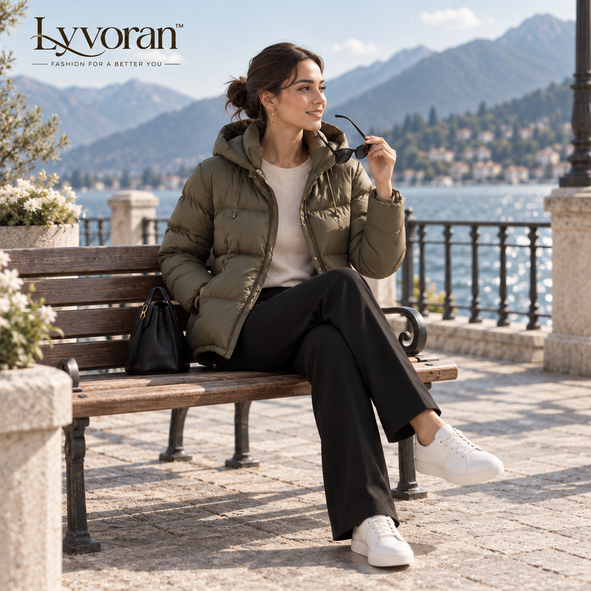 Lyvoran™ Arden Olive Hooded Puffer Jacket
