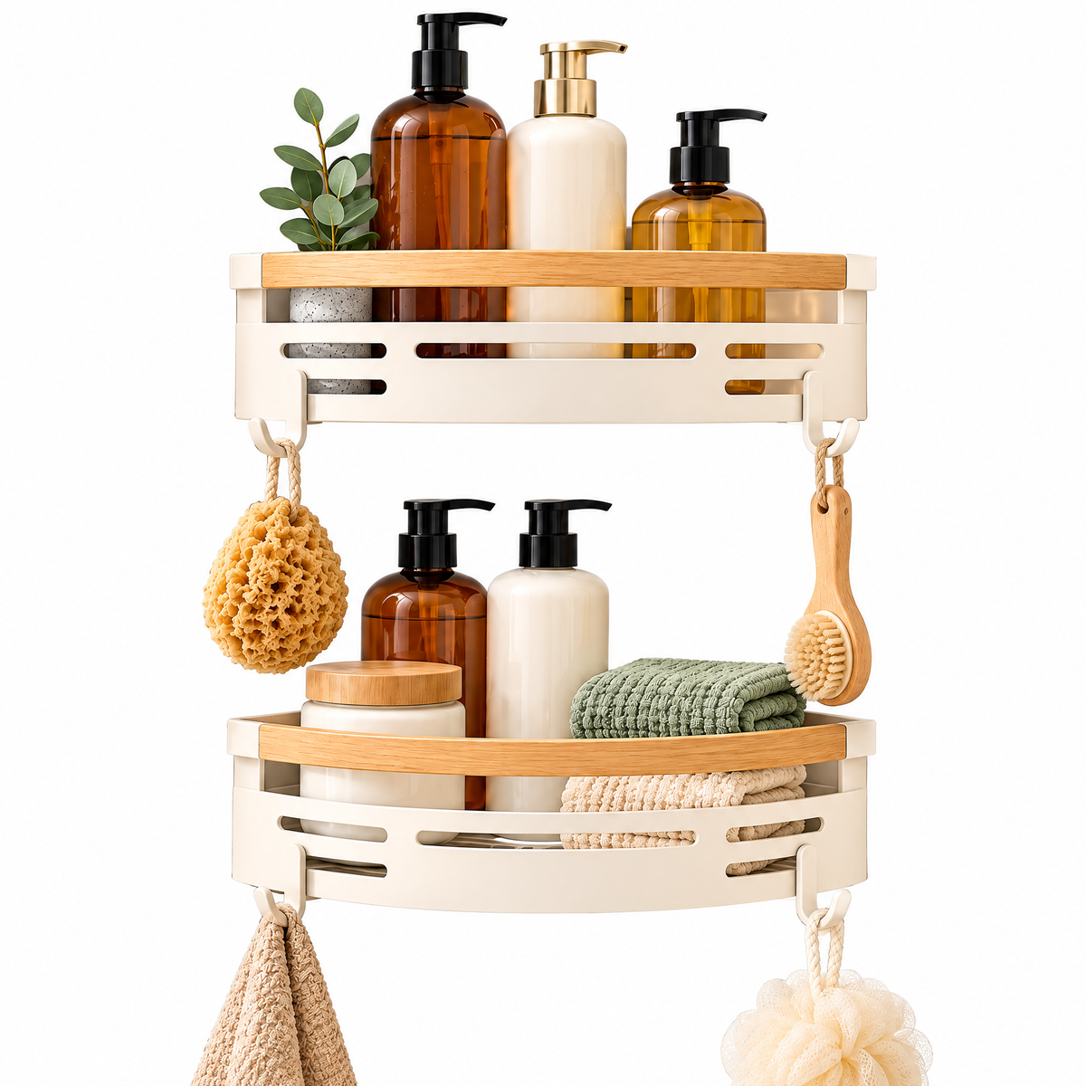 Oeasrty 2-Pack Corner Shower Caddy Set with Hooks
