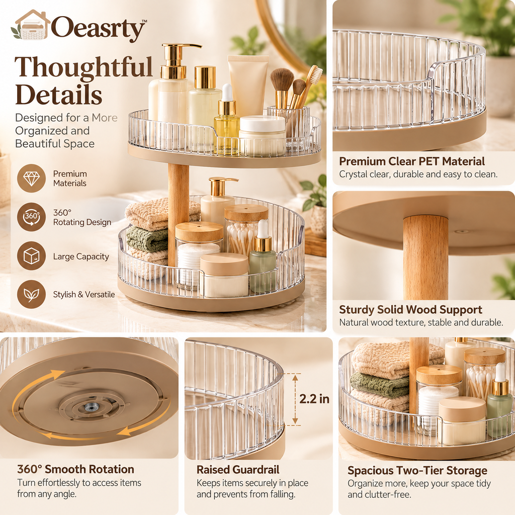 Oeasrty 2-Tier Rotating Vanity Organizer