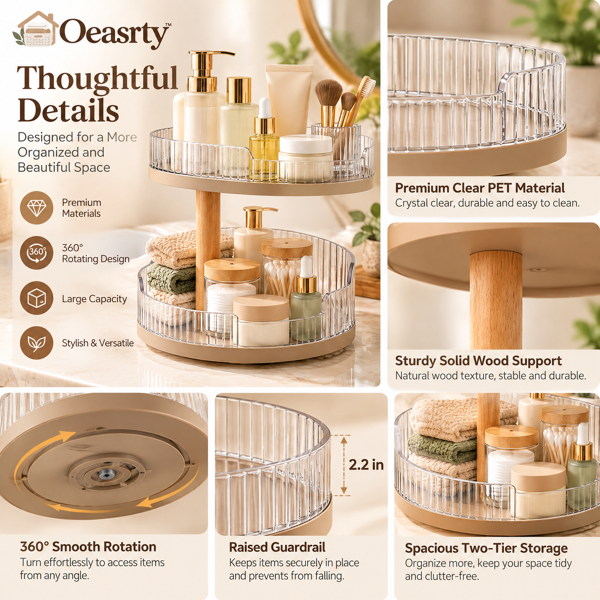 Oeasrty 2-Tier Rotating Vanity Organizer