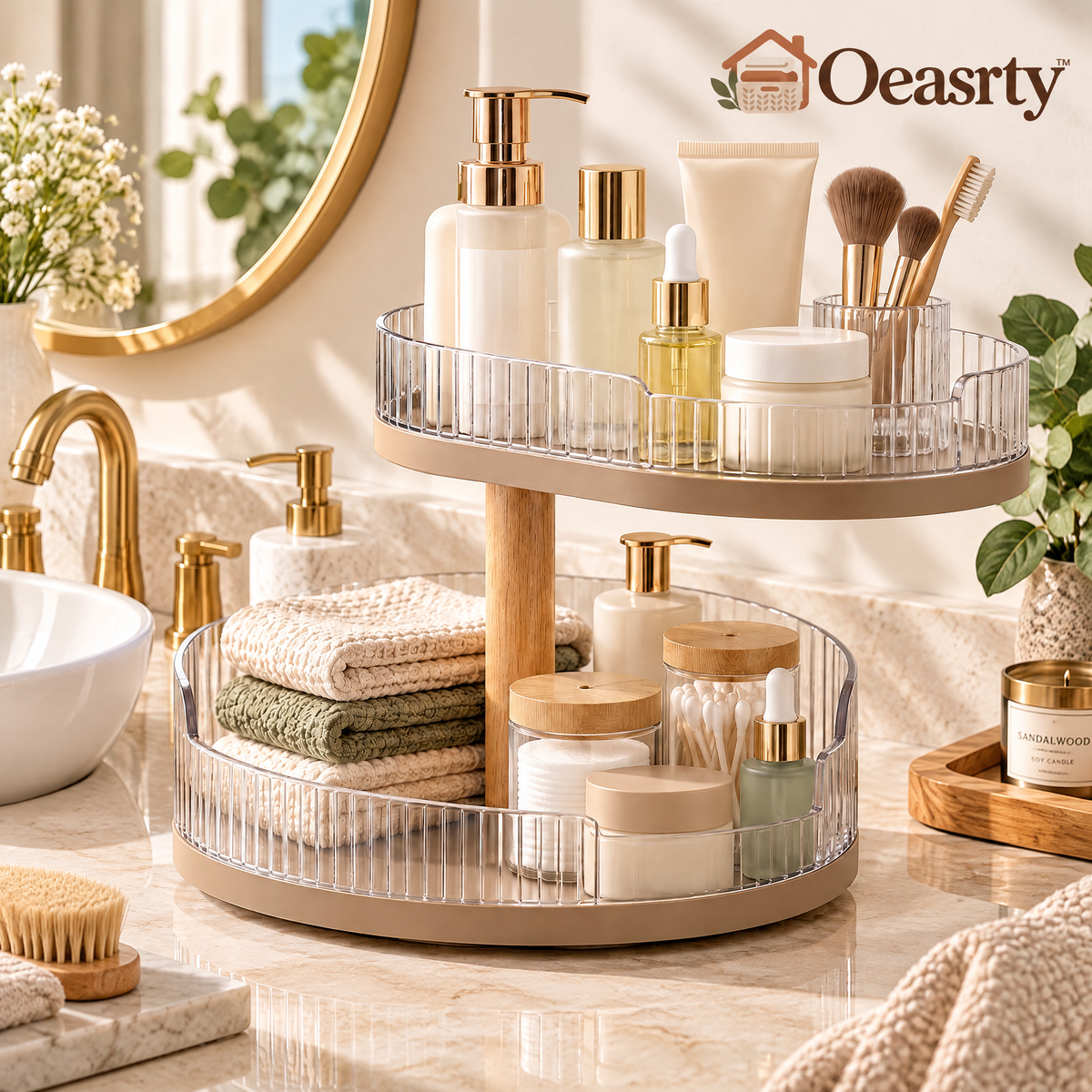 Oeasrty 2-Tier Rotating Vanity Organizer