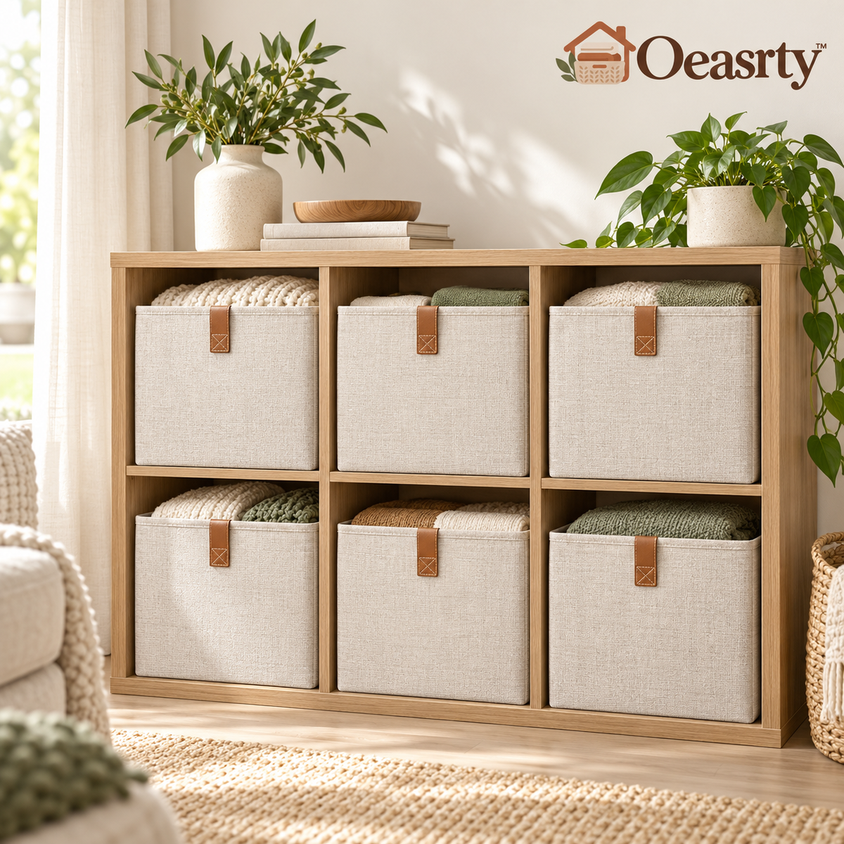 Oeasrty 6-Pack Linen-Look Cube Storage Bins