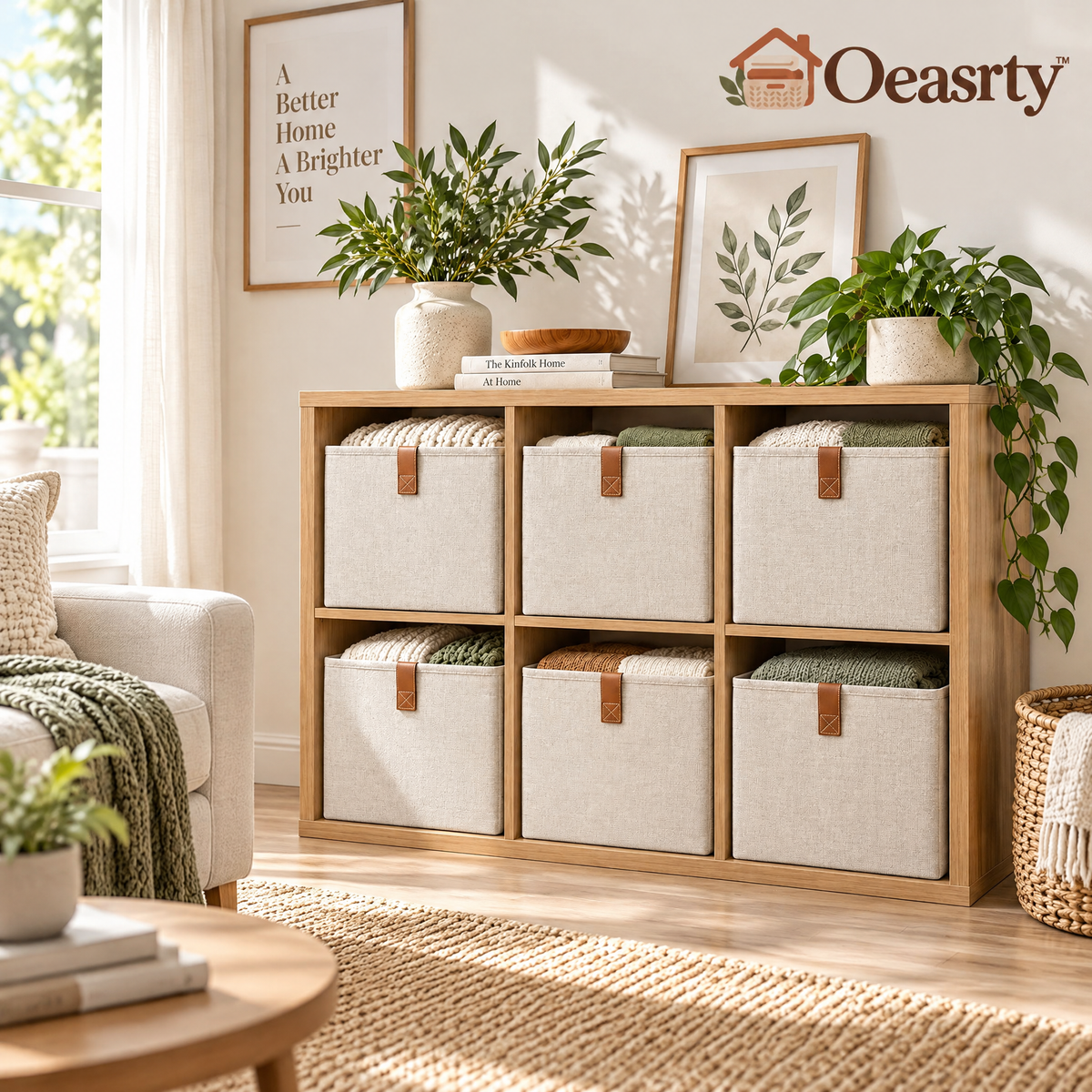 Oeasrty 6-Pack Linen-Look Cube Storage Bins