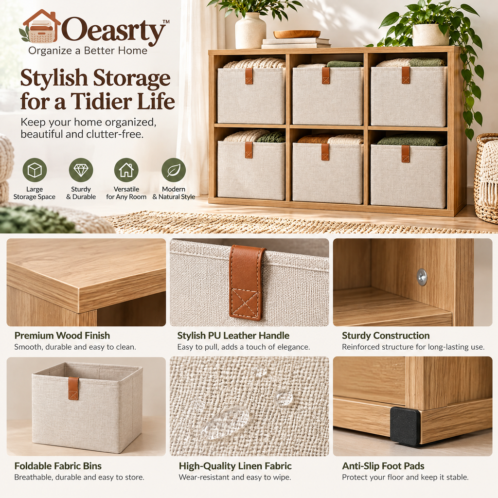 Oeasrty 6-Pack Linen-Look Cube Storage Bins