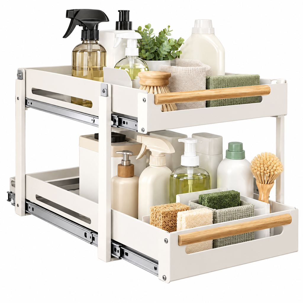 Oeasrty 2-Tier Pull-Out Under-Sink Organizer