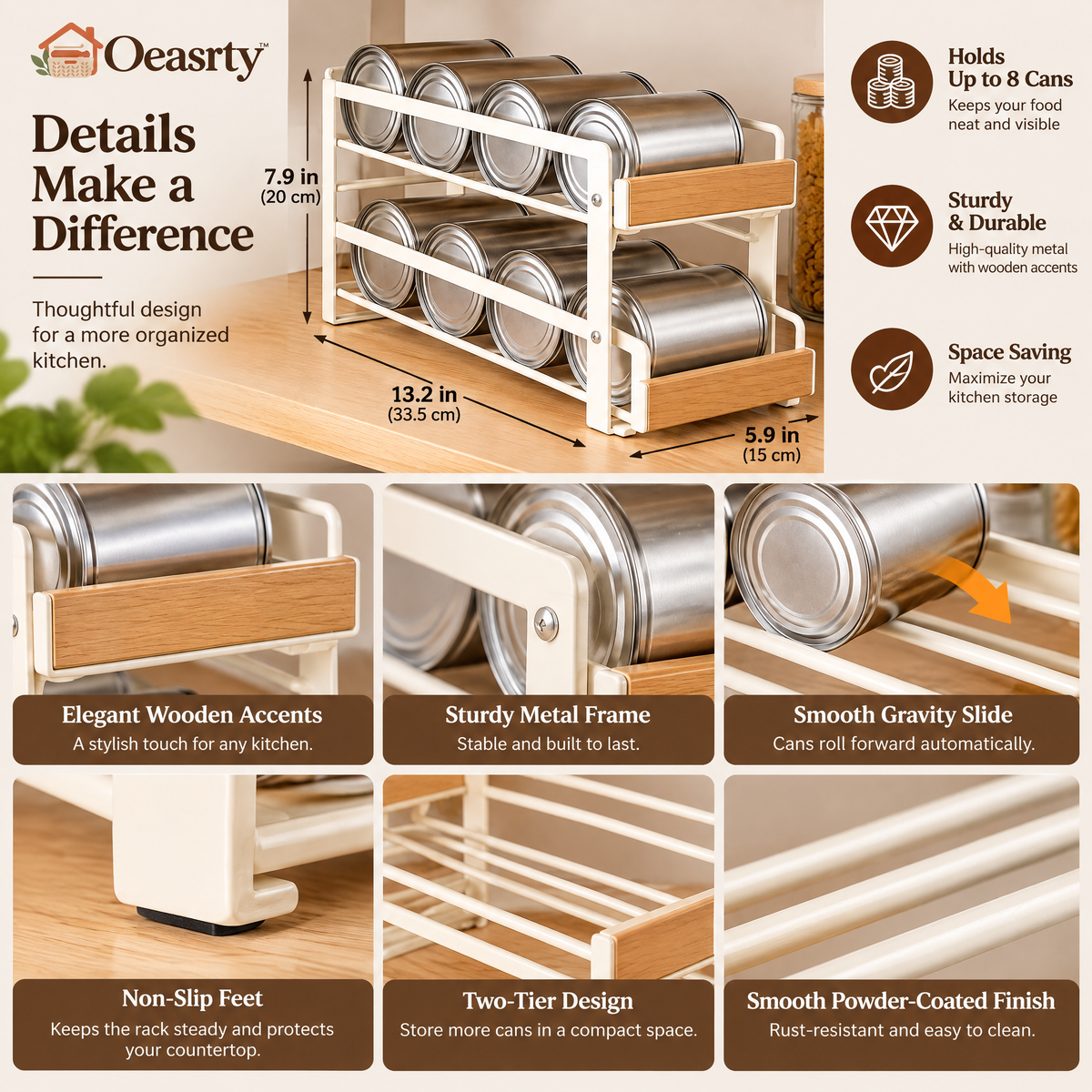 Oeasrty 3-Tier Rolling Can Dispenser Rack