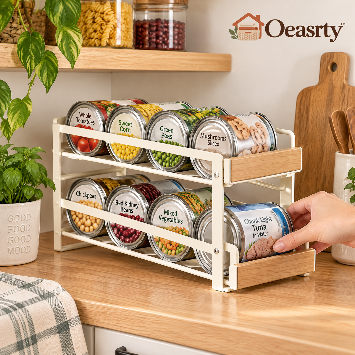Oeasrty 3-Tier Rolling Can Dispenser Rack